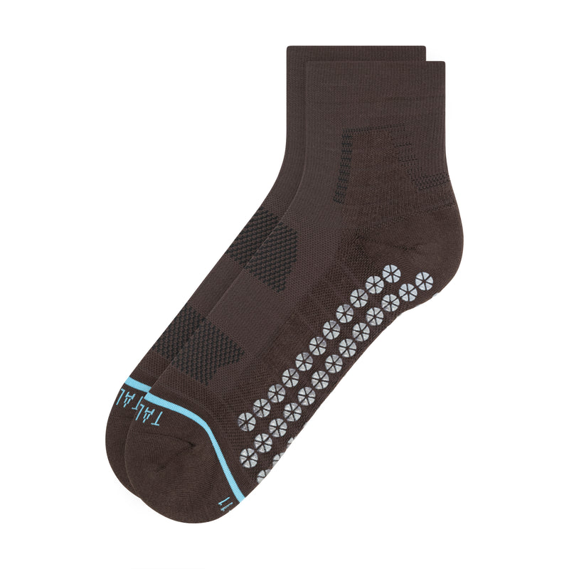 All Sport Performance Quarter Crew Gripper Sock - Dark Brown