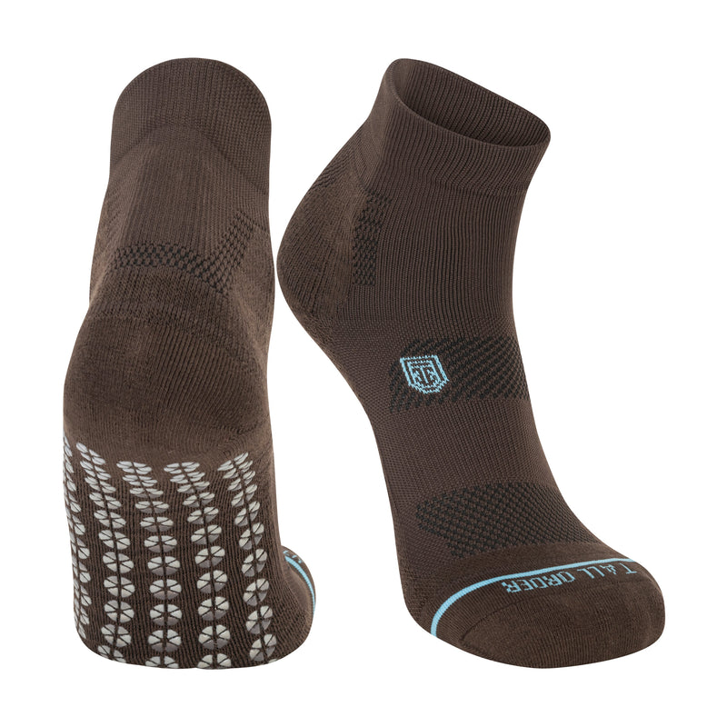 All Sport Performance Quarter Crew Gripper Sock - Dark Brown