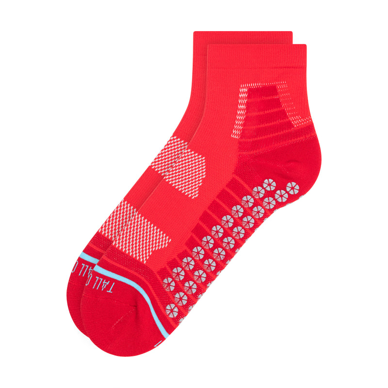 All Sport Performance Quarter Crew Gripper Sock - Red