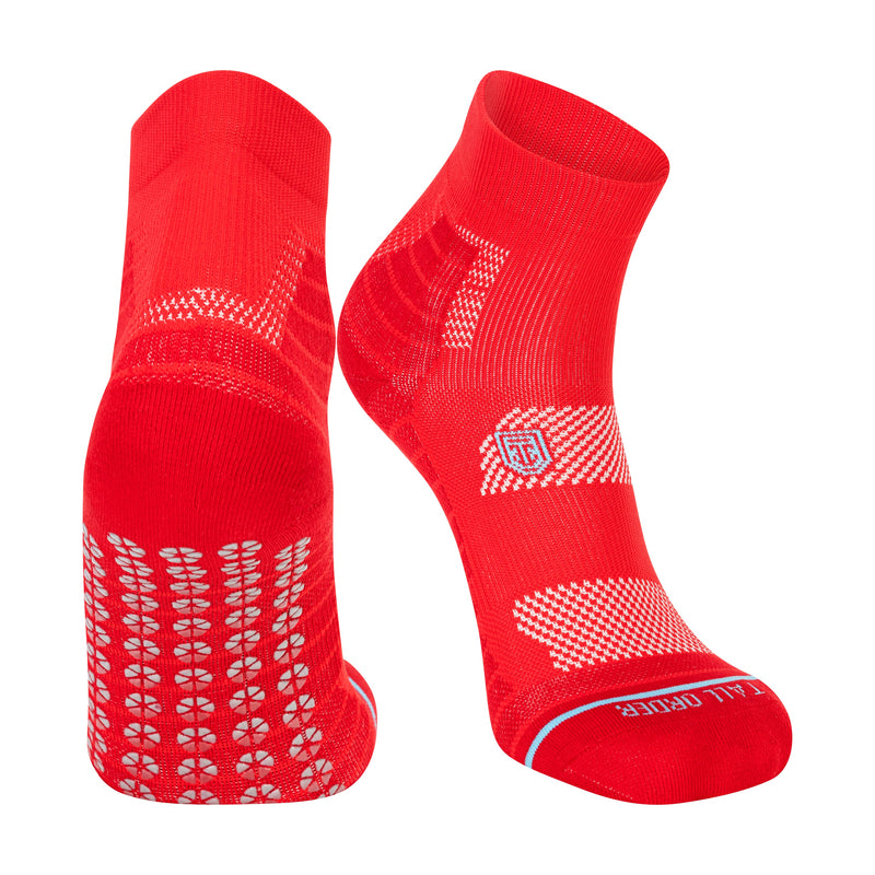 All Sport Performance Quarter Crew Gripper Sock - Red