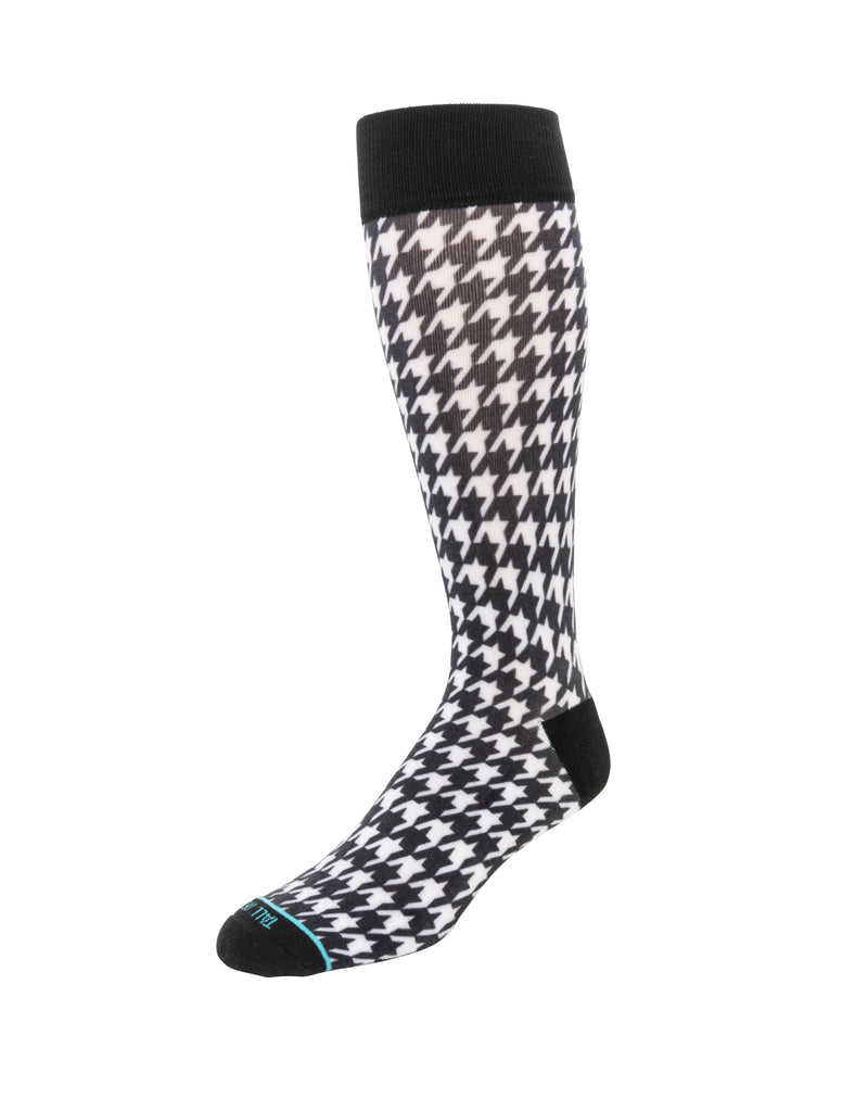 The Houndstooth - Extra Cushioned - Black and White Houndstooth Dress Socks