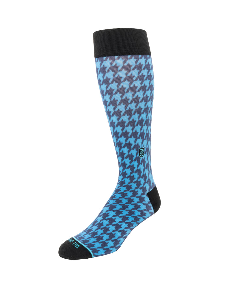 The Houndstooth - Extra Cushioned - Blue and Navy Houndstooth Dress Socks