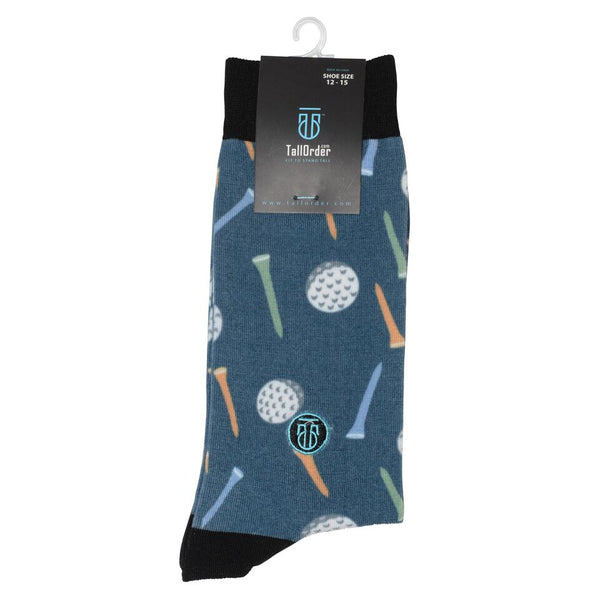 The David, Big & Tall Men's Teal Golf Themed Dress Socks, Banded Socks